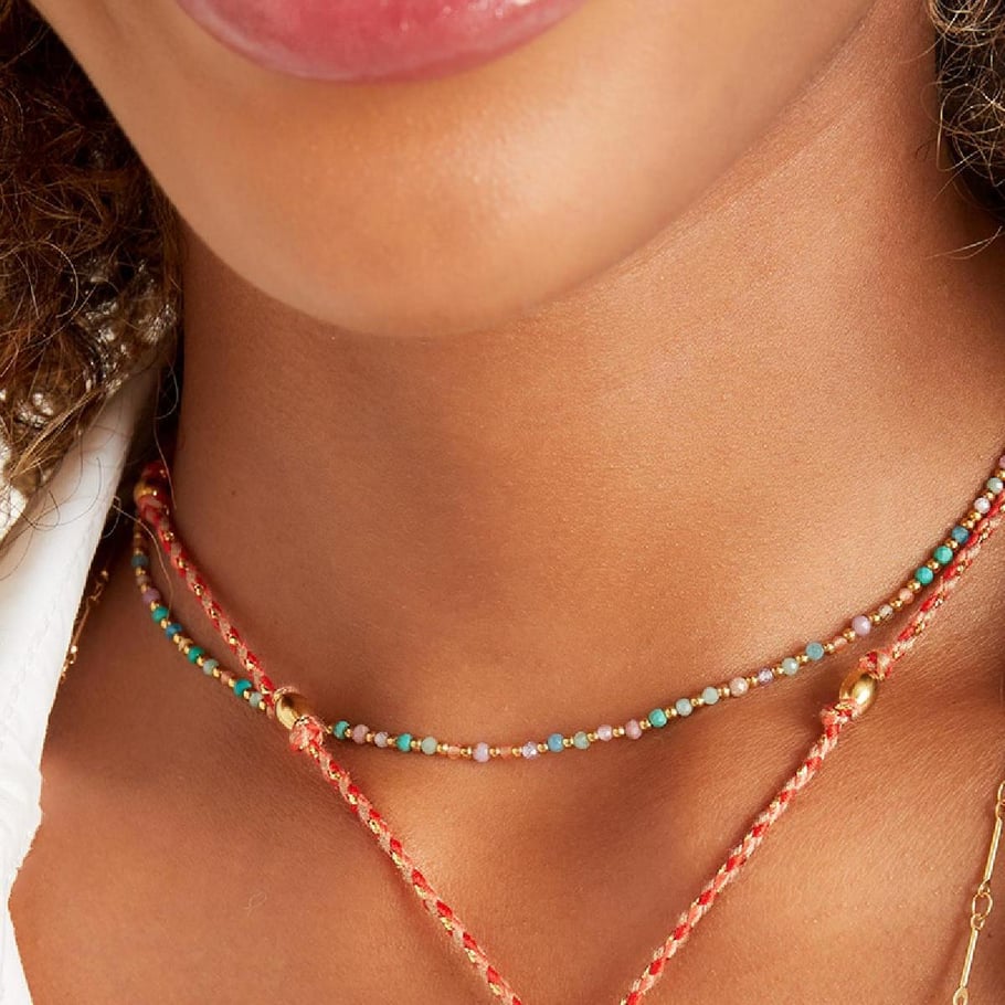 Necklace orange/red rope Picture4